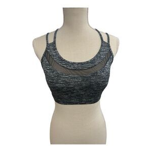 Victoria's Secret Strappy Back Sports Bra Size L Black Grey Removable Pads